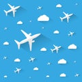 Planes in the cloudly sky