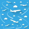 Planes in the cloudly sky