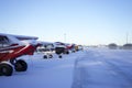 Planes covered in snow