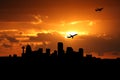 Planes departing Calgary Royalty Free Stock Photo