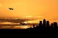 Planes departing docklands Royalty Free Stock Photo