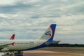 Planes of Different Airlines Stand At Rome, the Fiumicino International Airport Leonardo Da Vinci Royalty Free Stock Photo