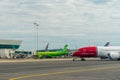 Planes of Different Airlines Stand At Rome, the Fiumicino International Airport Leonardo Da Vinci Royalty Free Stock Photo
