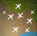 planes flying around the earth illustration design Royalty Free Stock Photo