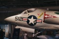 Planes and helicopters outside on the carrier in Intrepid Sea and Air Museum in New York, USA.