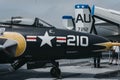 Planes and helicopters outside on the carrier in Intrepid Sea and Air Museum in New York, USA. Royalty Free Stock Photo