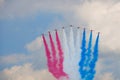 Planes with a multi-coloured smoke