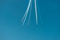 Planes with multicolor trails during Bournemouth Airshow