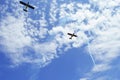 Planes performs aerobatics in the sky