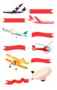 Planes with red ribbon banners. Royalty Free Stock Photo