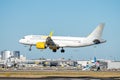 Planes on the runway of the airline Ryanair, easyJet and TAP Air Portugal