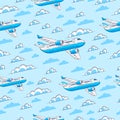 Planes seamless background, airlines air travel concept.