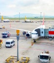 Planes, service equipment, Istanbul airport Royalty Free Stock Photo