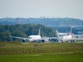 Planes taxiing at ZÃÂ¼rich Airport Switzerland Royalty Free Stock Photo