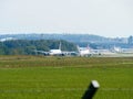 Planes taxiing at ZÃÂ¼rich Airport Switzerland Royalty Free Stock Photo