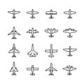 Planes icons in thin line style Royalty Free Stock Photo