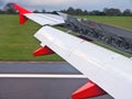 Planes wing flaps open Royalty Free Stock Photo