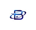 Planet B Letter. Round ring shape business logo design template.circle ring logo, cosmic planet symbol,alphabet,corporate identity