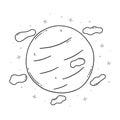 Planet with clouds and stars in space around. Vector