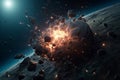 Planet collision massive explosion. Generate ai Royalty Free Stock Photo