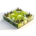 3d Landscape Model: Light Green And Bronze With Puzzle-like Elements