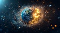 Planet destruction animation showcasing explosive fragmentation in stunning 4k resolution Royalty Free Stock Photo