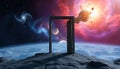 Planet Doorway to Space, Cosmic Portal Universe, Fantasy, Stock Photo, Generative AI