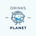 Planet Drink Logo Design Template Royalty Free Stock Photo