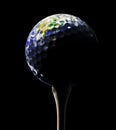 Planet Eaerth as a Golf Ball on a Wooden Tee