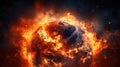 planet Earth ablaze, a powerful visual urging action against the crisis of global warming.