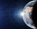 Planet Earth from above with lens flare Royalty Free Stock Photo