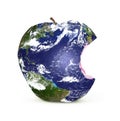 Planet earth on a apple