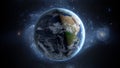 Planet Earth as seen from space. With stars background. 3d rendering Royalty Free Stock Photo