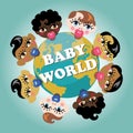 Planet earth with baby born faces Royalty Free Stock Photo