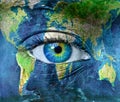 Planet earth and blue hman eye Royalty Free Stock Photo