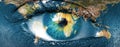 Planet earth and blue hman eye - \