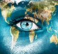 Planet earth and blue human eye - Elements of this image furnished by NASA Royalty Free Stock Photo