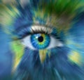 Planet earth and blue human eye in motion blur - Time passing for Planet Earth concept  - \