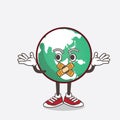 Planet Earth cartoon mascot character making a silent gesture