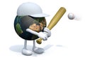 Planet earth cartoon play baseball