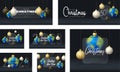 Planet earth Christmas sale banner or greeting card set. Merry Christmas and happy new year sport banner with glassmorphism or Royalty Free Stock Photo