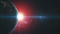 Planet earth circle round flare sun beam glow Royalty Free Stock Photo