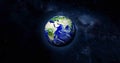 Planet earth with clouds and green landscapes full view earth 4k resolution. Planet earth. Royalty Free Stock Photo