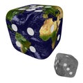 Planet Earth with clouds and Moon as dice Royalty Free Stock Photo