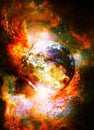 Planet Earth in cosmic space Cosmic Space background. Royalty Free Stock Photo