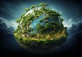 Planet Earth covered in generic vegetation, in a concept of environment, ecology, sustainability, biodiversity and climate change. Royalty Free Stock Photo