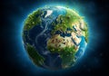Planet Earth covered in generic vegetation, in a concept of environment, ecology, sustainability, biodiversity and climate change.