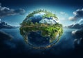 Planet Earth covered in generic vegetation, in a concept of environment, ecology, sustainability, biodiversity and climate change. Royalty Free Stock Photo