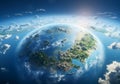 Planet Earth covered in generic vegetation, in a concept of environment, ecology, sustainability, biodiversity and climate change. Royalty Free Stock Photo