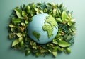 Planet Earth covered in generic vegetation, in a concept of environment, ecology, sustainability, biodiversity and climate change. Royalty Free Stock Photo